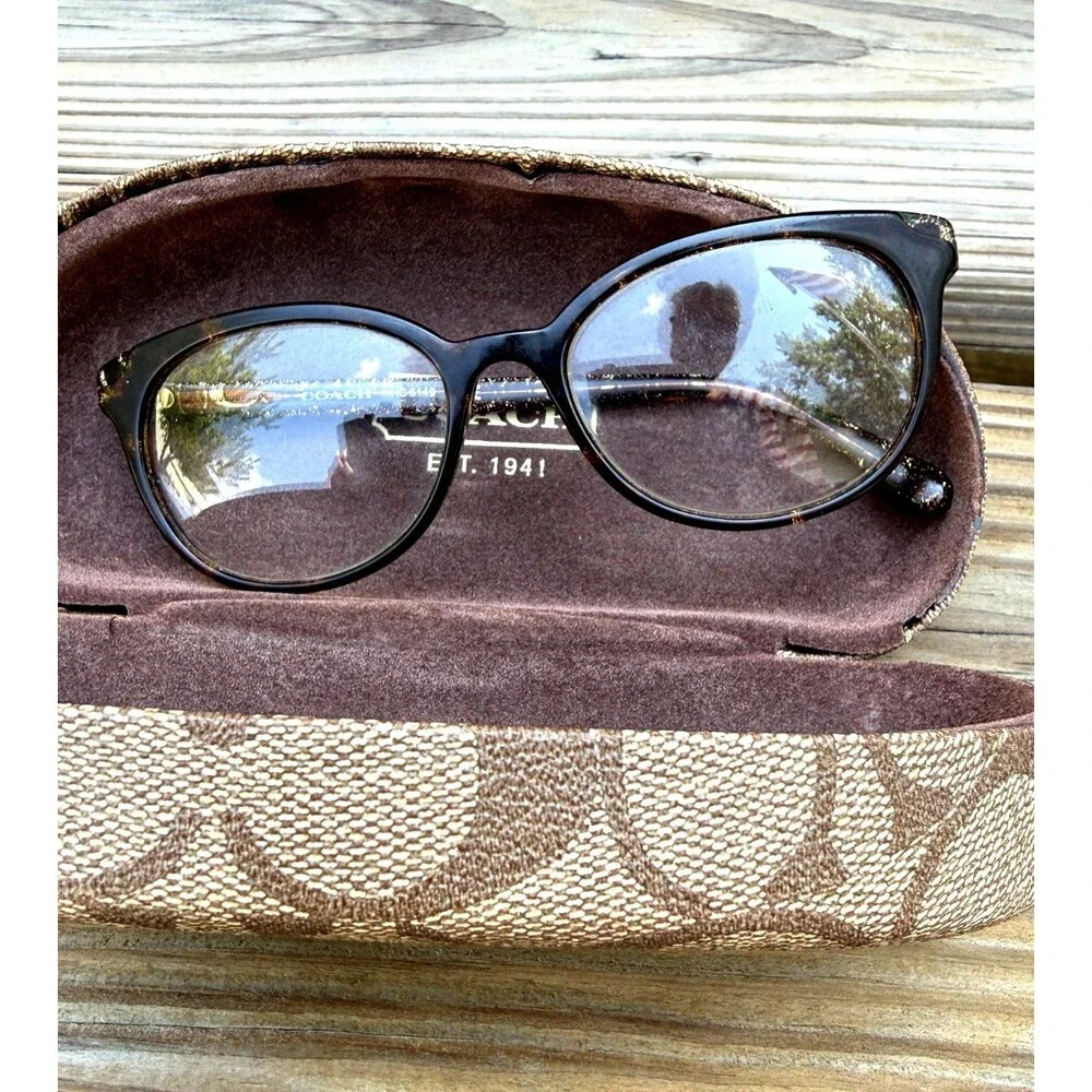 Coach HC6149 5583 Tortoise Glitter Signature C Eyeglass Frames 52-17 Coach Case